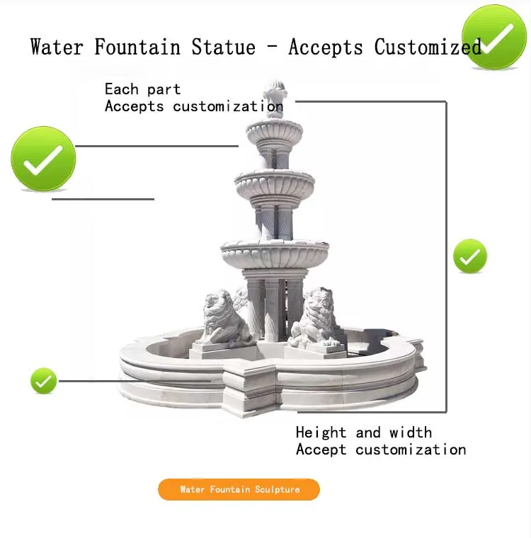 Outdoor Stone Products Large Natural 3 Tiers Graden Stone Marble Water Fountain