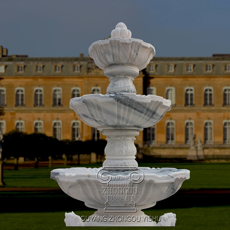 Basic Customization Hand-Carved White Marble Horse Yard Garden Fountain Marsillia Fountain