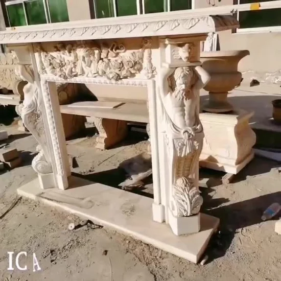 Cheminée décorative en pierre naturelle pour la maison, cheminée sculptée en marbre pour la décoration intérieure