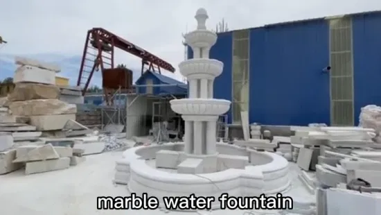 Décoration de jardin extérieur grande fontaine d'eau en pierre de marbre blanc avec des chevaux