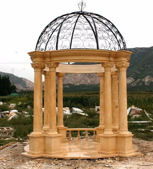 Colonne romaine en pierre classique européenne Gazebo de jardin en marbre moderne (SYMG
