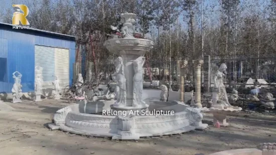 Décoration de jardin en plein air, sculpture en pierre de marbre, fontaine d'eau à vendre