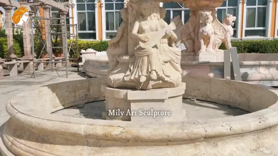 Naturel personnalisé classique design de luxe en plein air hôtel niveau Figure femme dame sculpté à la main en pierre de marbre fontaine d'eau pour la décoration de jardin