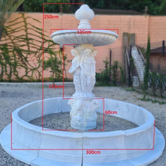 Fontaine d'eau en pierre de marbre blanc sculpté à la main, offre spéciale